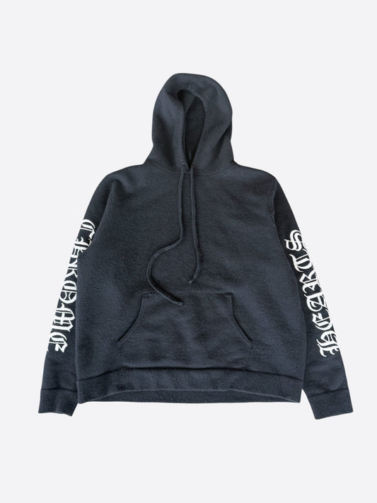 Chrome Hearts Black & White Embroidered Logo Cashmere Hoodie