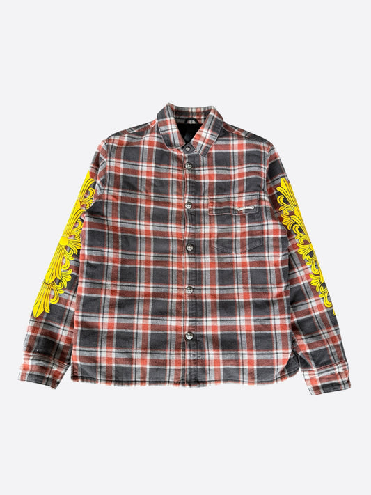 Chrome Hearts Grey & Yellow Floral Padded Flannel Jacket