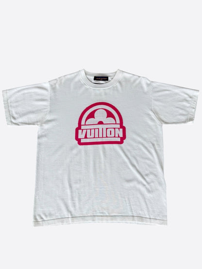 Louis Vuitton White & Pink Flower Logo Intarsia T-Shirt