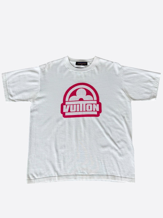 Louis Vuitton White & Pink Flower Logo Intarsia T-Shirt
