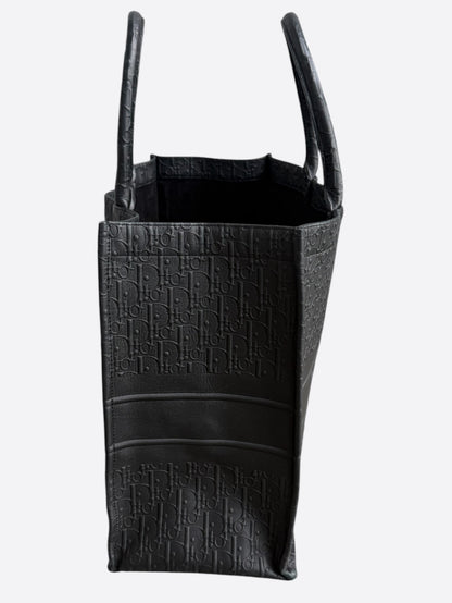 Dior Black Leather Embossed Oblique Large Book Tote