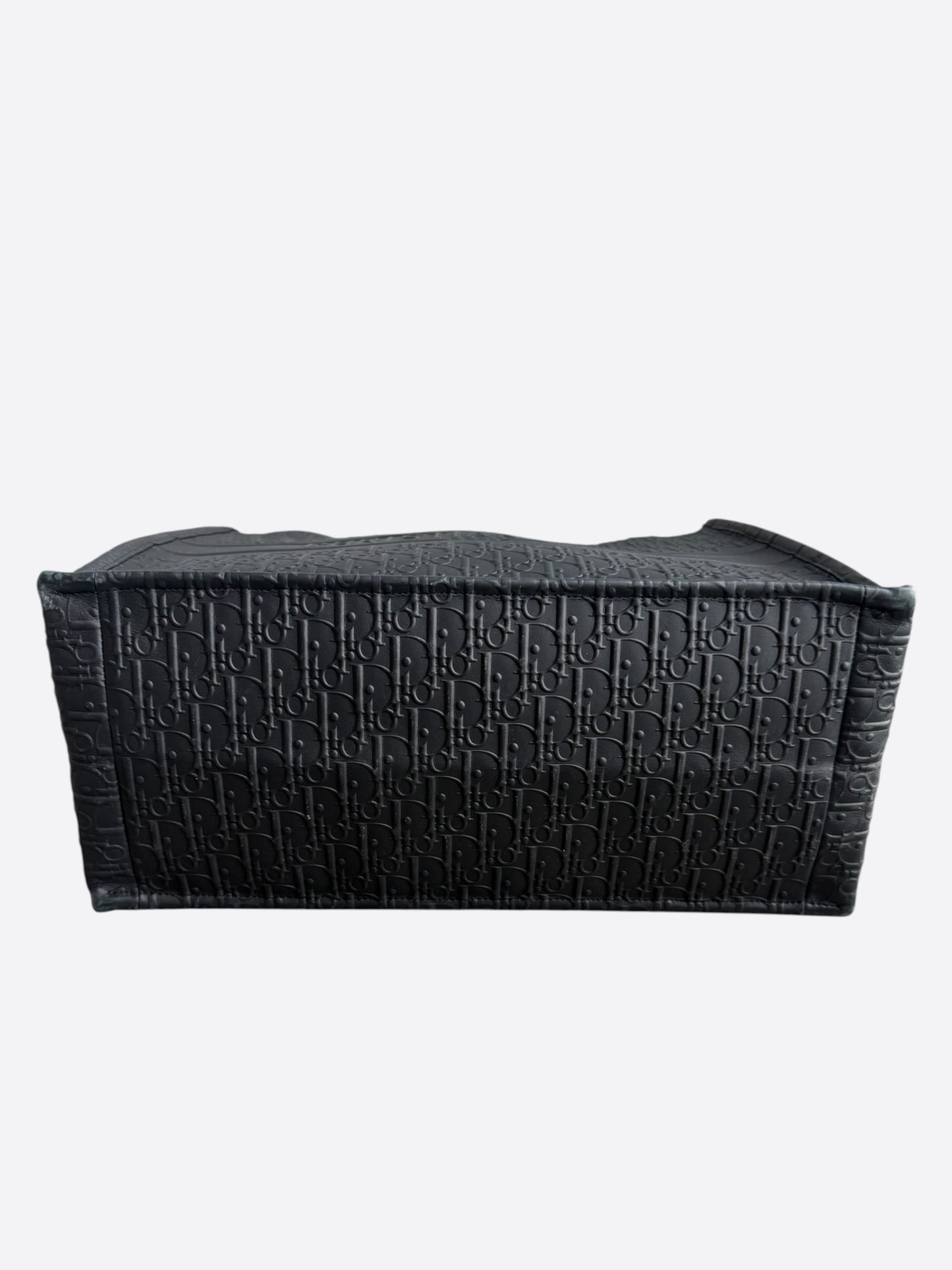 Dior Black Leather Embossed Oblique Large Book Tote