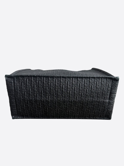 Dior Black Leather Embossed Oblique Large Book Tote