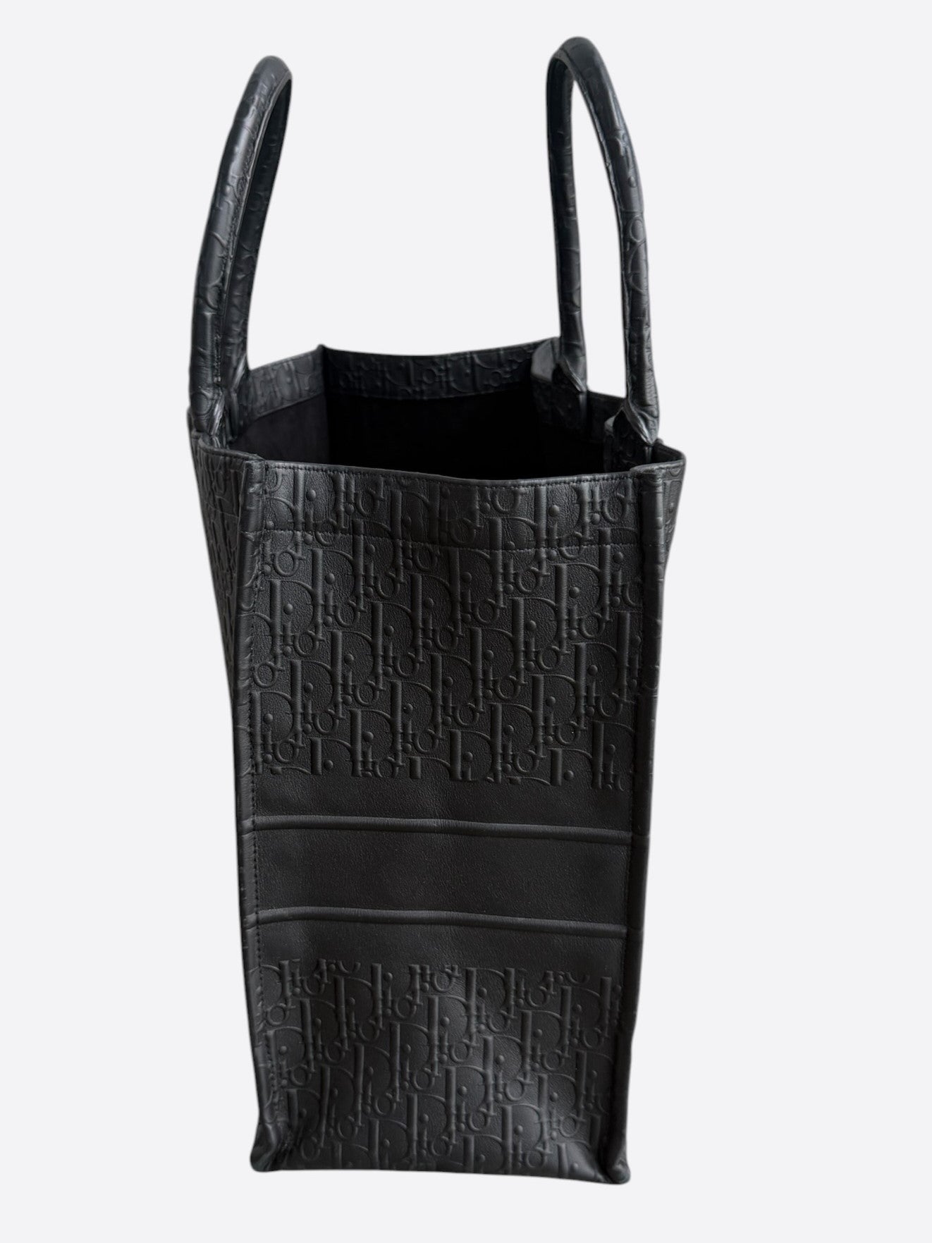 Dior Black Leather Embossed Oblique Large Book Tote