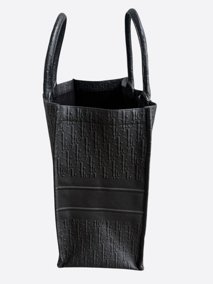 Dior Black Leather Embossed Oblique Large Book Tote