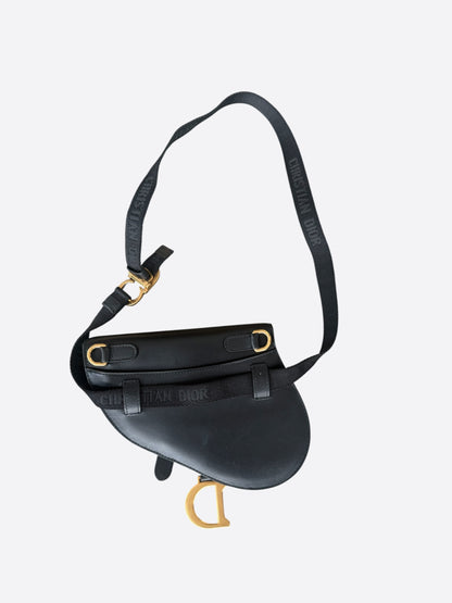 Dior Black Leather Saddle Belt Bag
