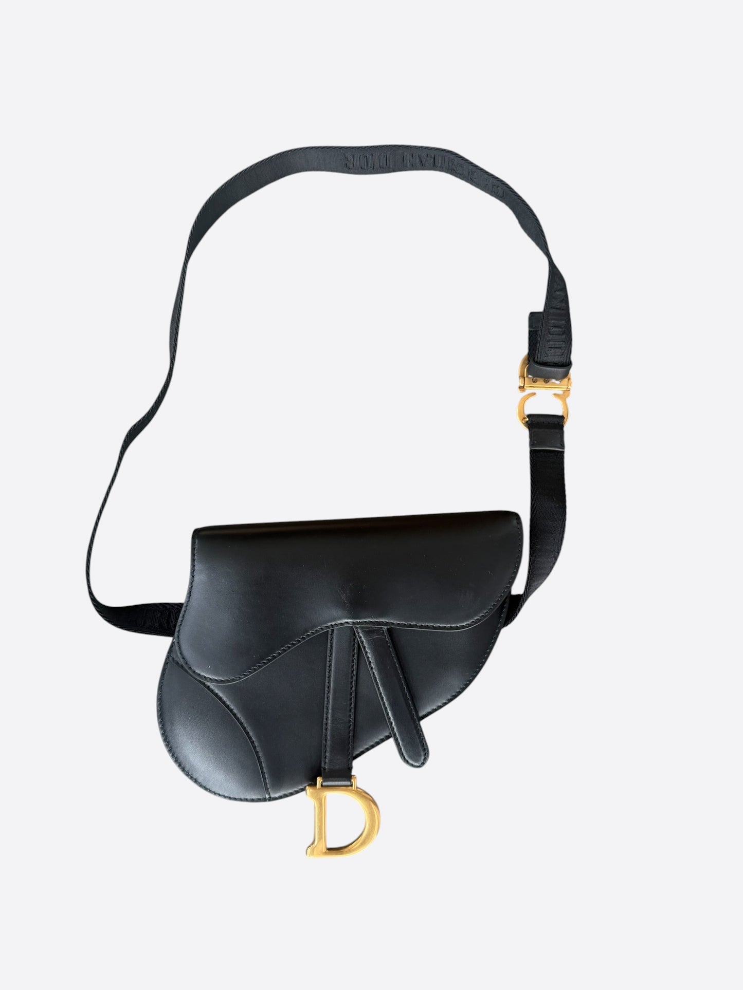 Dior Black Leather Saddle Belt Bag