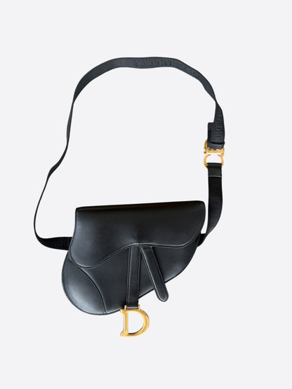 Dior Black Leather Saddle Belt Bag