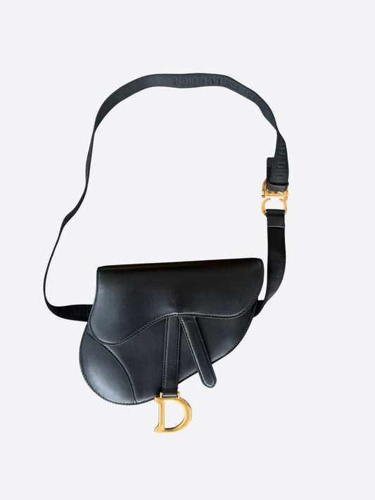 Dior Black Leather Saddle Belt Bag