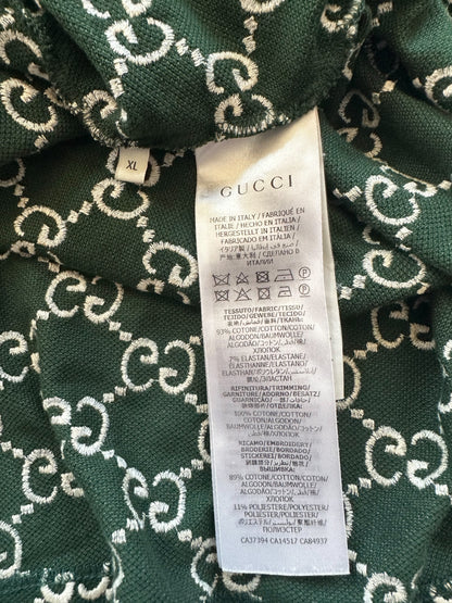 Gucci Green & White GG Monogram Polo T-Shirt