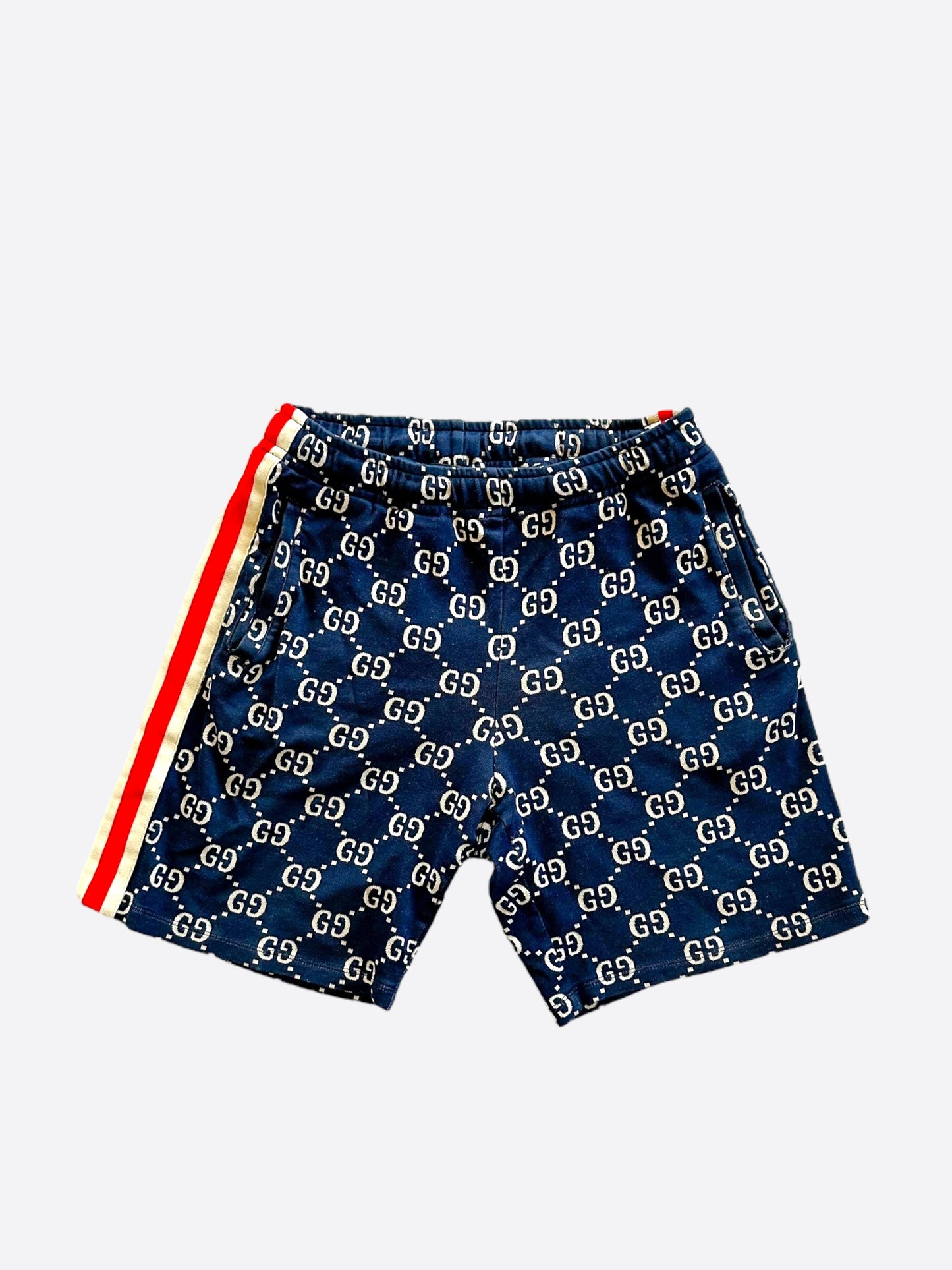 Gucci Navy & White GG Monogram Jacquard Shorts