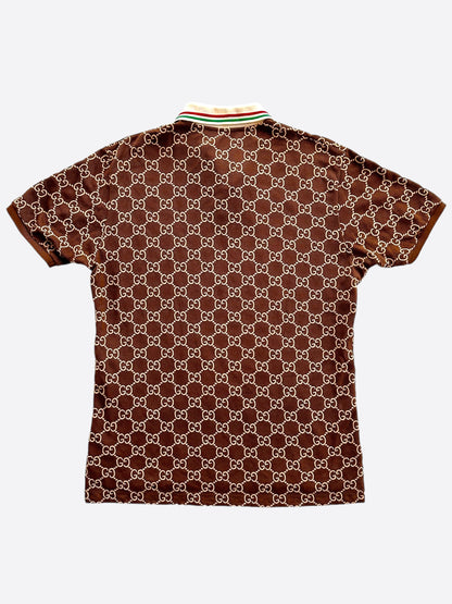 Gucci Brown & Tan GG Monogram Polo T-Shirt