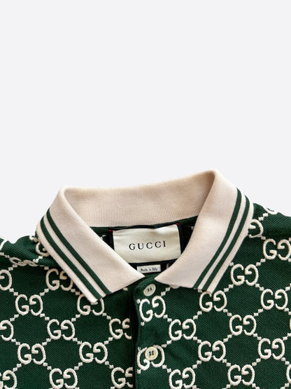 Gucci Green & White GG Monogram Polo T-Shirt