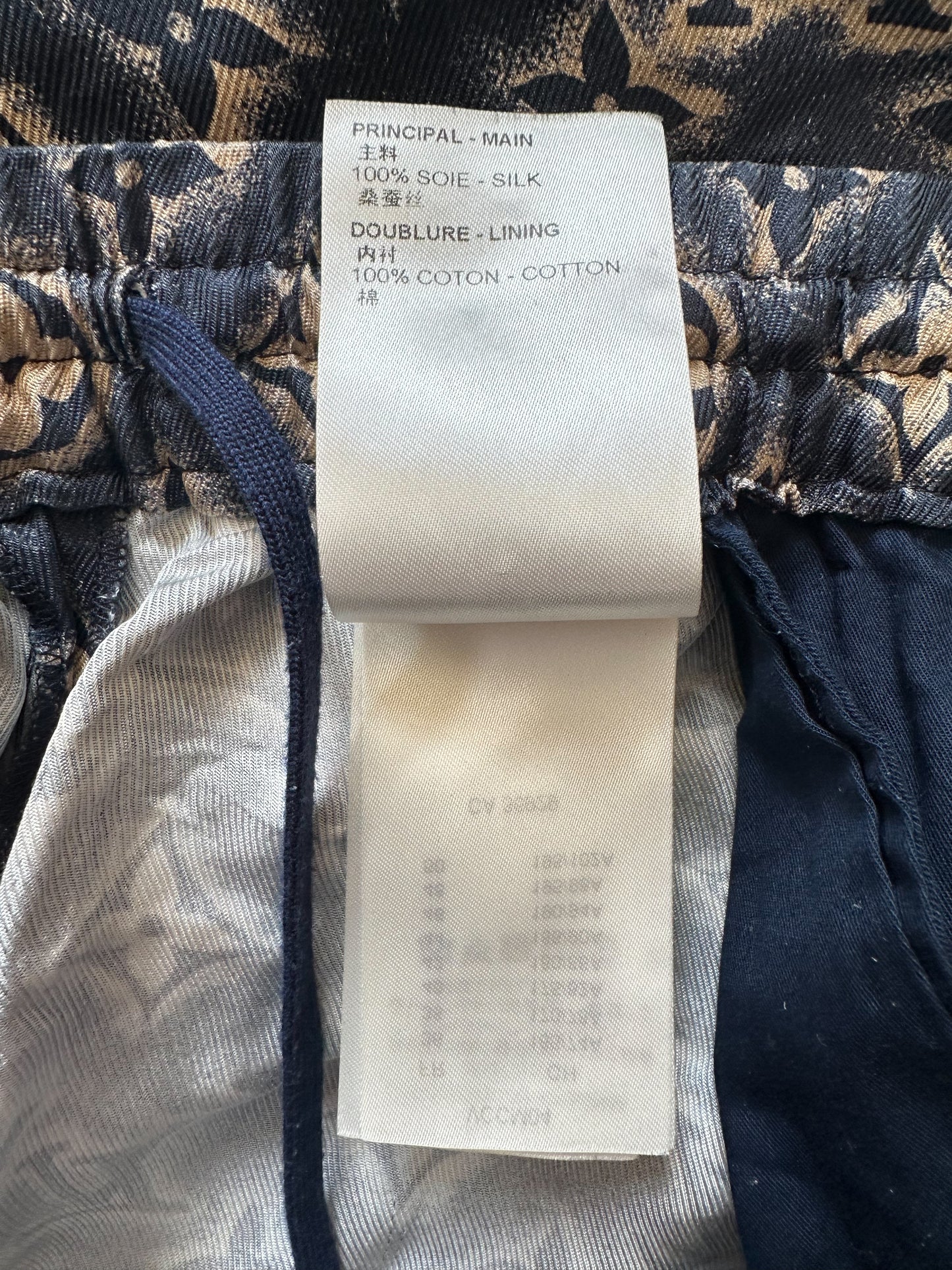 Louis Vuitton Navy & Tan Monogram Silk Shorts