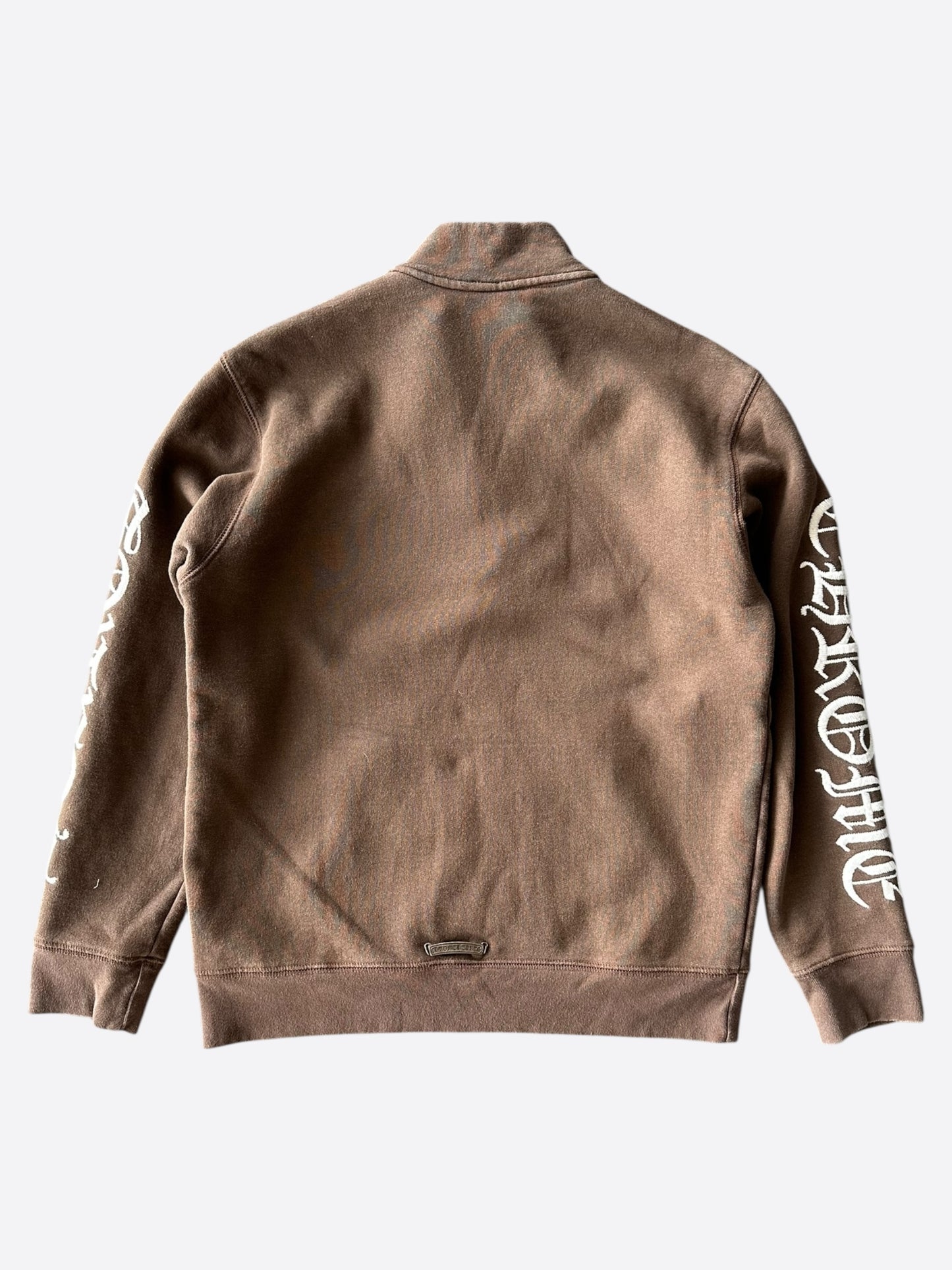 Chrome Hearts Brown & White Embroidered Logo Quarter Zip Sweater