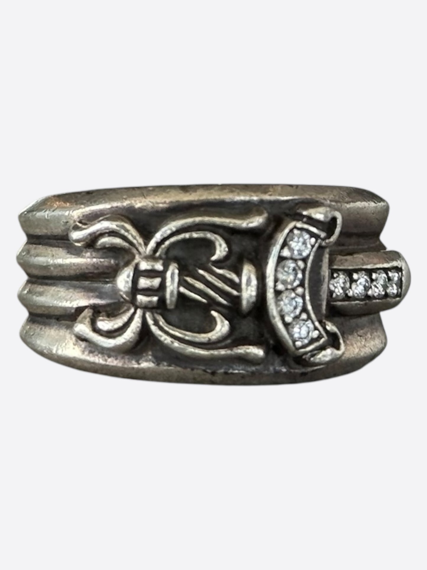 Chrome Hearts Silver & Diamond Dagger Ring