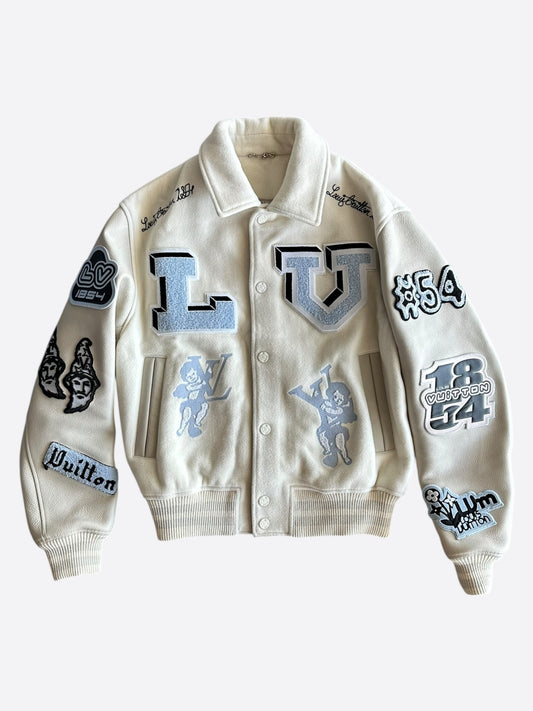 Louis Vuitton White & Blue Bunny Varsity Jacket