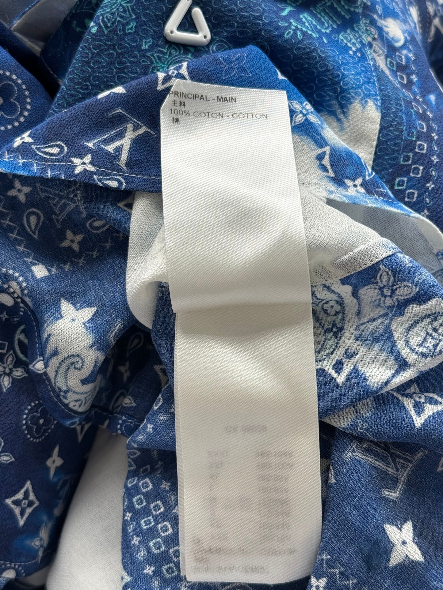 Louis Vuitton Blue Bleached Bandana Monogram Button Up Shirt