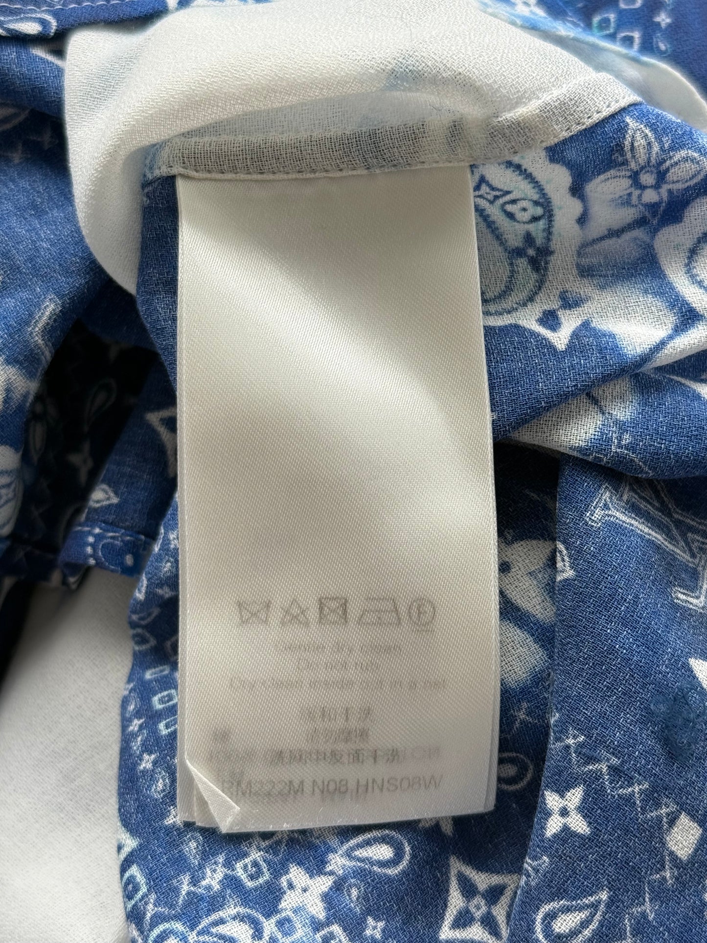 Louis Vuitton Blue Bleached Bandana Monogram Button Up Shirt