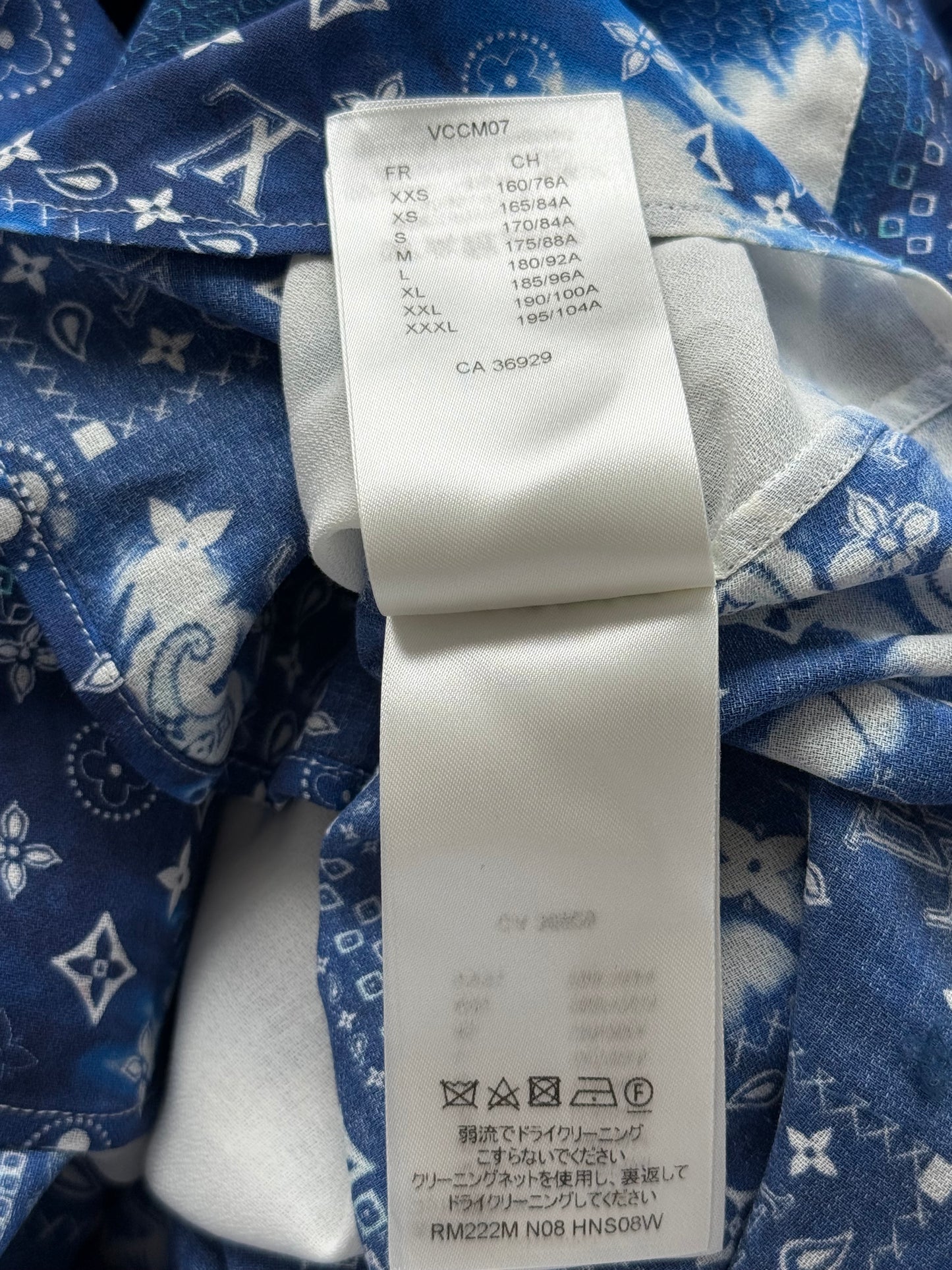 Louis Vuitton Blue Bleached Bandana Monogram Button Up Shirt