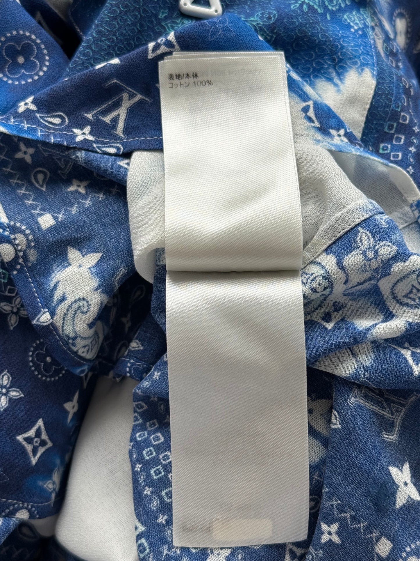 Louis Vuitton Blue Bleached Bandana Monogram Button Up Shirt