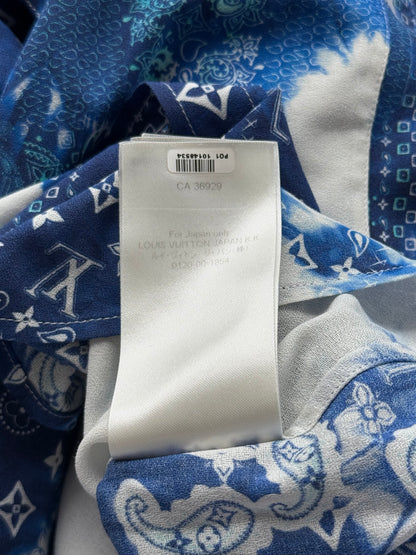 Louis Vuitton Blue Bleached Bandana Monogram Button Up Shirt