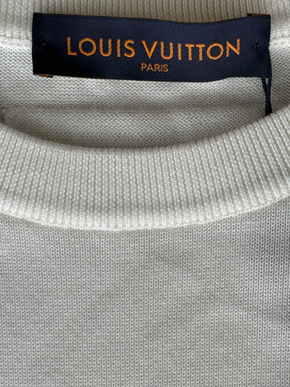 Louis Vuitton White & Multicolor Face Logo Intarsia T-Shirt