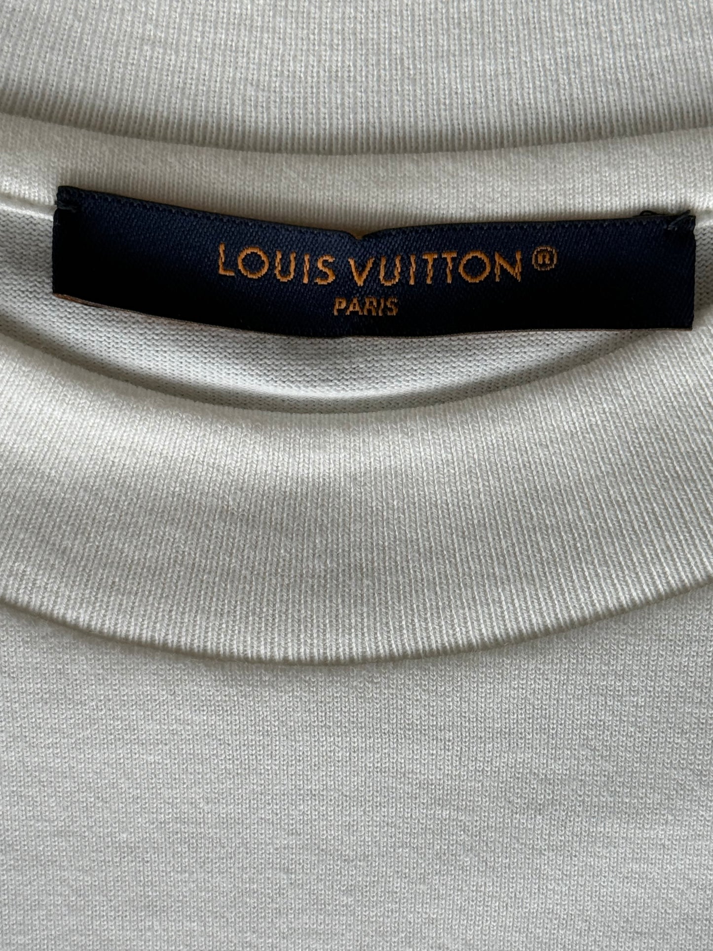 Louis Vuitton White & Black Birds Logo T-Shirt