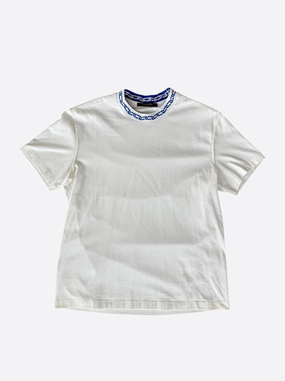 Louis Vuitton White & Blue Chain Logo Intarsia T-Shirt