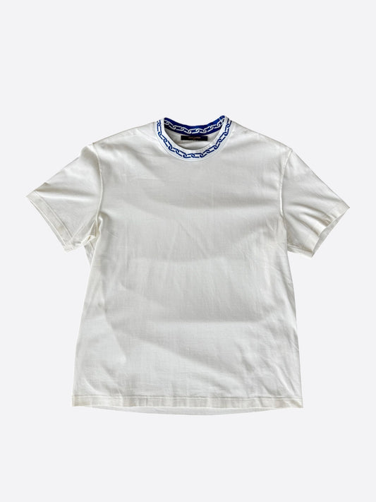 Louis Vuitton White & Blue Chain Logo Intarsia T-Shirt