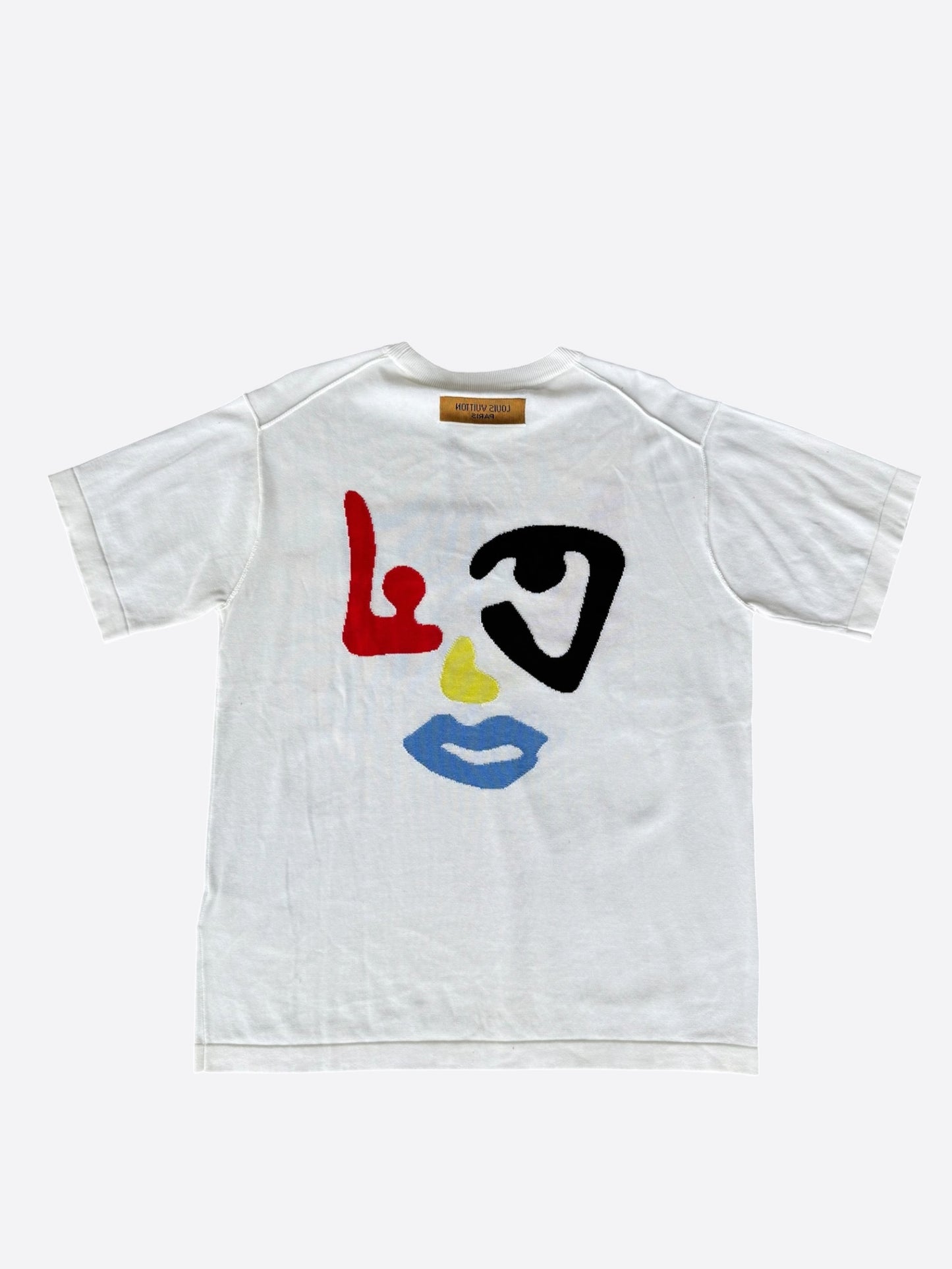 Louis Vuitton White & Multicolor Face Logo Intarsia T-Shirt