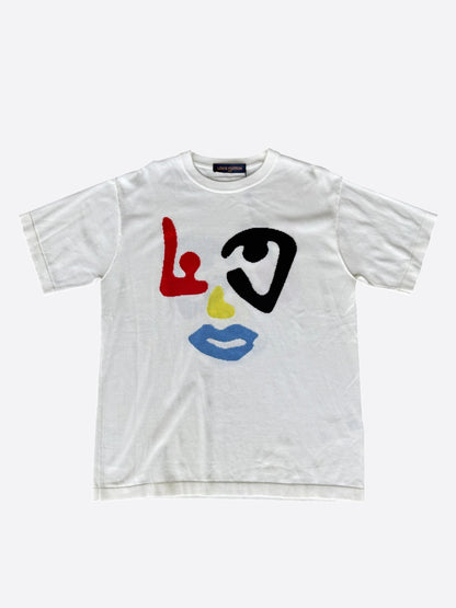 Louis Vuitton White & Multicolor Face Logo Intarsia T-Shirt