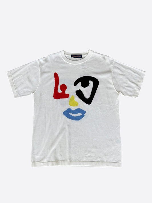 Louis Vuitton White & Multicolor Face Logo Intarsia T-Shirt