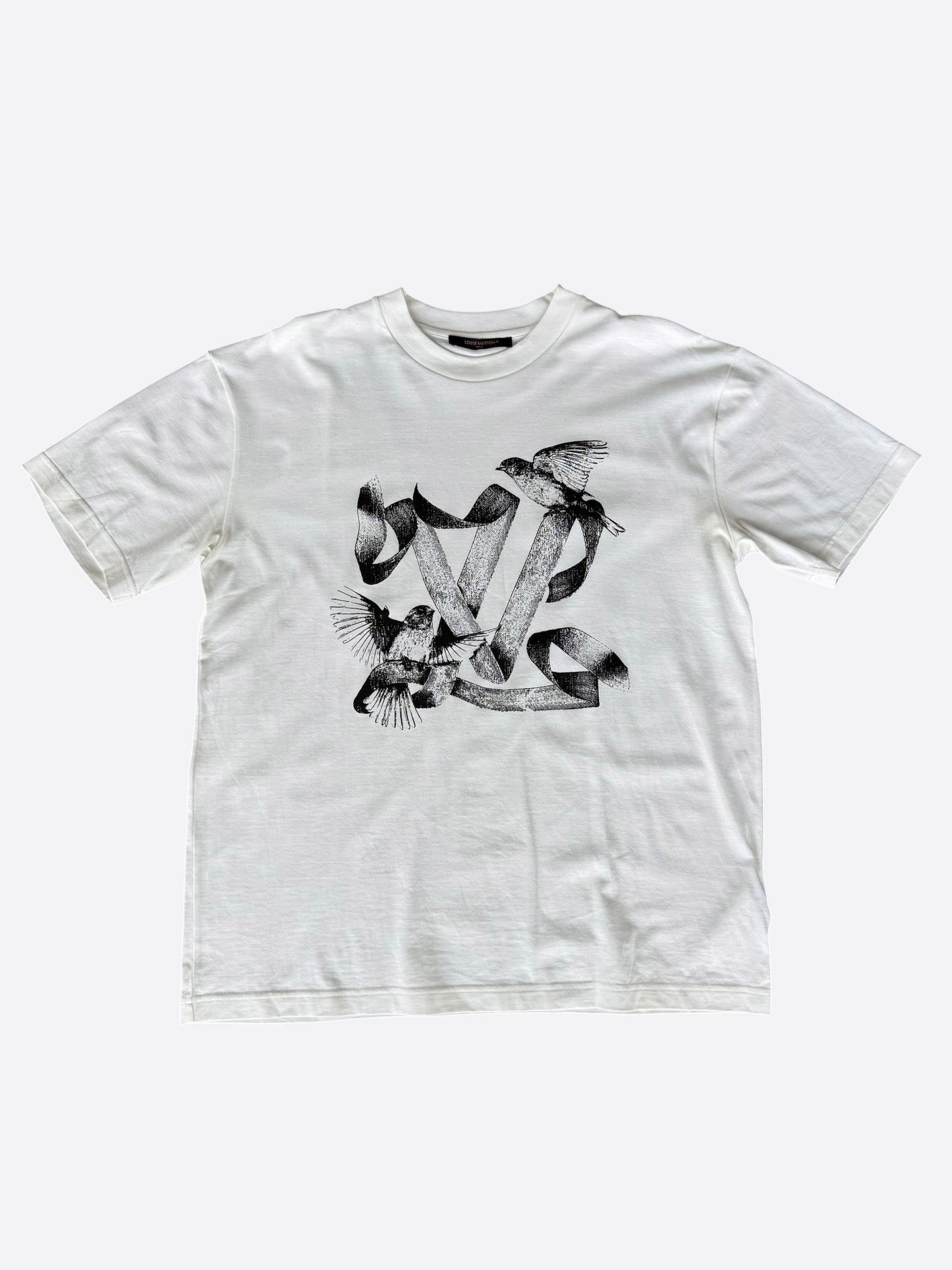 Louis Vuitton White & Black Birds Logo T-Shirt
