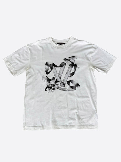 Louis Vuitton White & Black Birds Logo T-Shirt