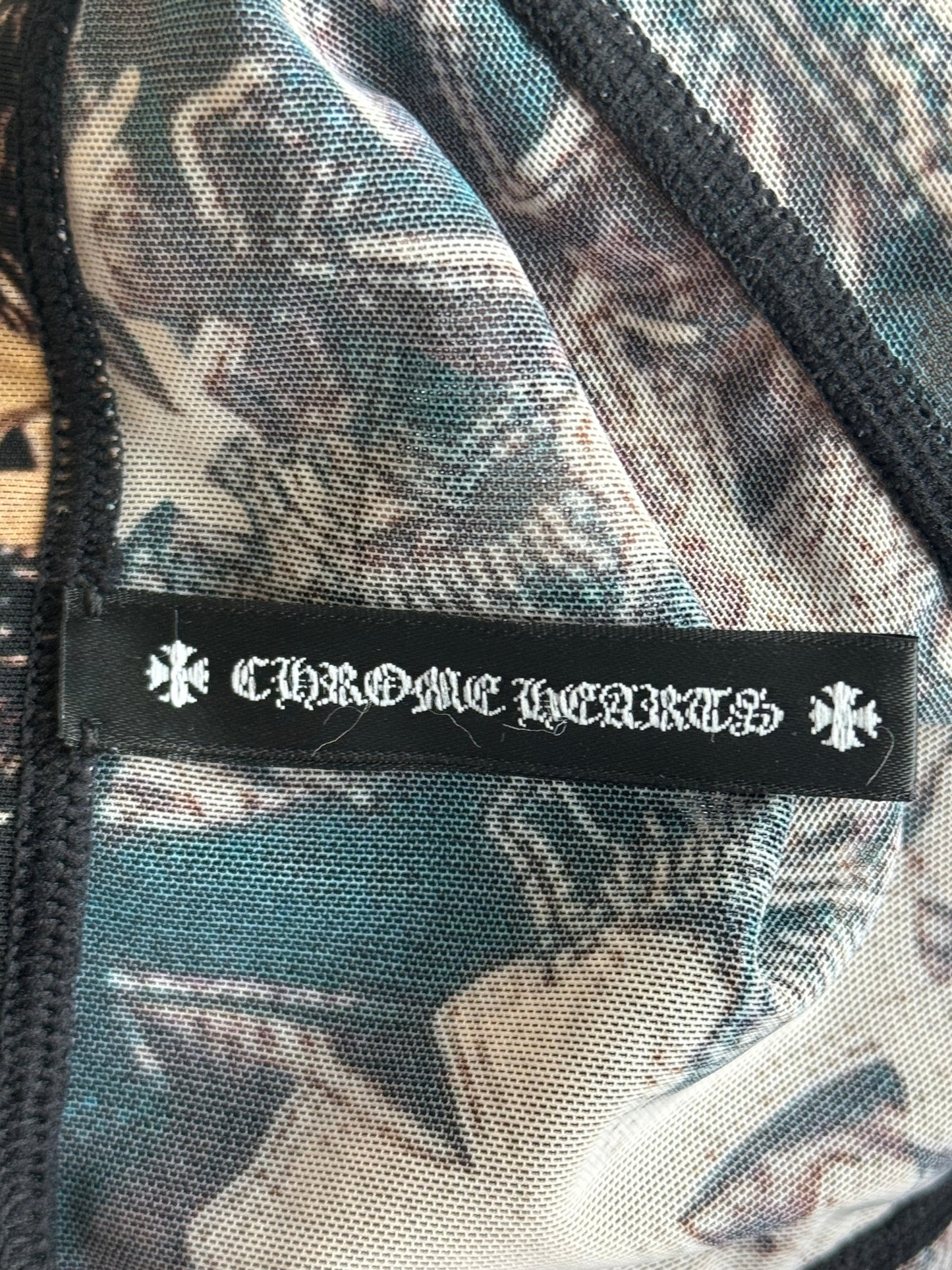 Chrome Hearts Brown All Over Cross Print Mesh Tube Top