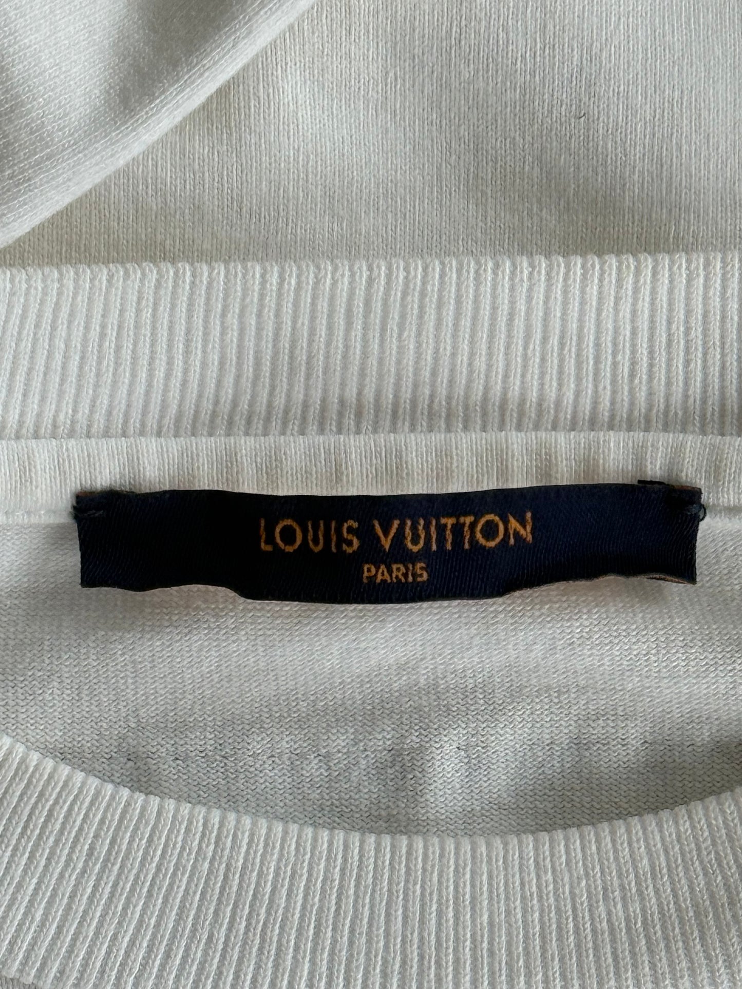 Louis Vuitton White Graffiti Logo Embroidered T-Shirt