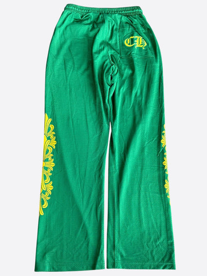 Chrome Hearts Green & Yellow Floral Nylon Mesh Trackpants