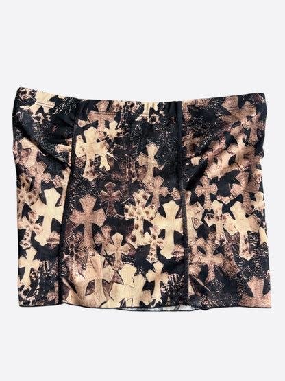 Chrome Hearts Brown All Over Cross Print Mesh Tube Top