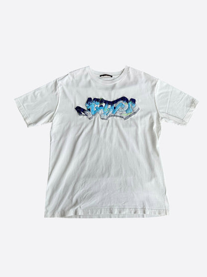 Louis Vuitton White Graffiti Logo Embroidered T-Shirt