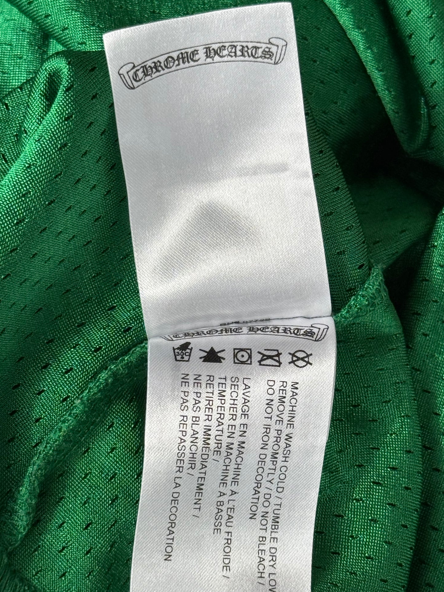 Chrome Hearts Green & Yellow Logo Mesh Jersey T-Shirt
