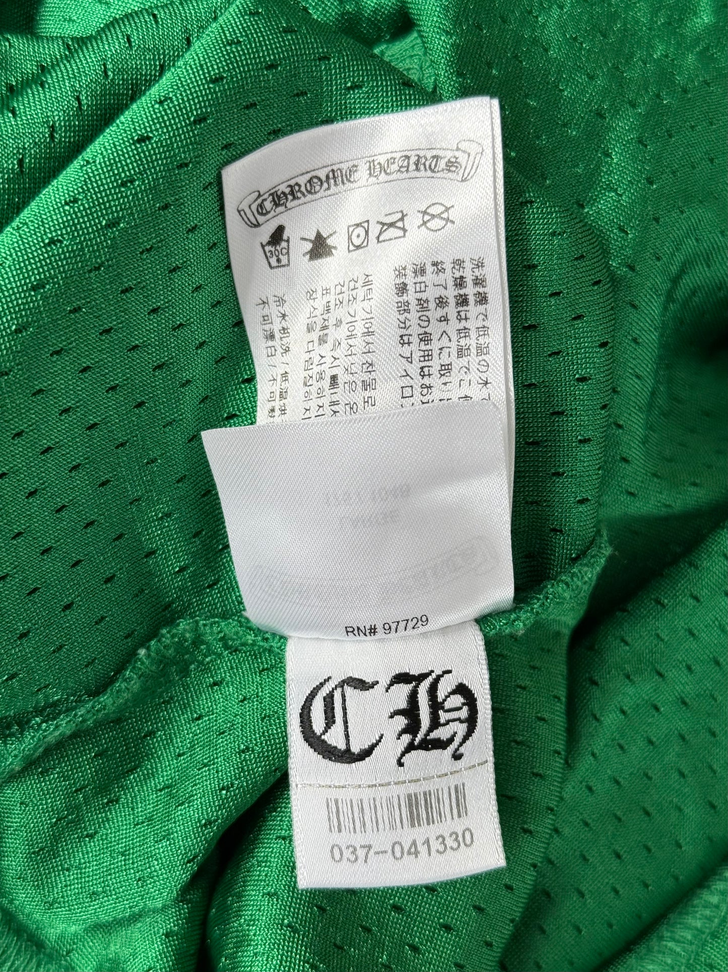 Chrome Hearts Green & Yellow Logo Mesh Jersey T-Shirt