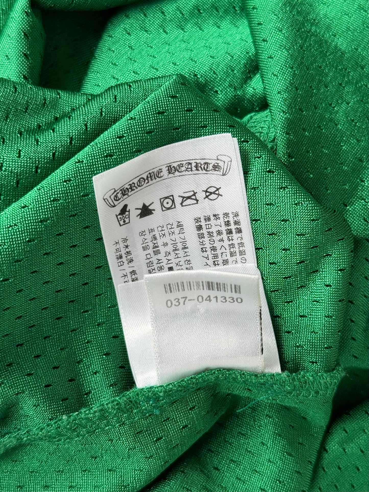 Chrome Hearts Green & Yellow Logo Mesh Jersey T-Shirt