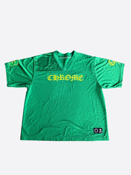 Chrome Hearts Green & Yellow Logo Mesh Jersey T-Shirt