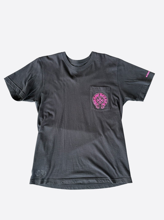Chrome Hearts Black & Pink Horseshoe Logo T-Shirt