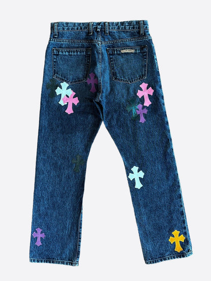 Chrome Hearts Blue Multicolor Cross Patch 1/1 Jeans