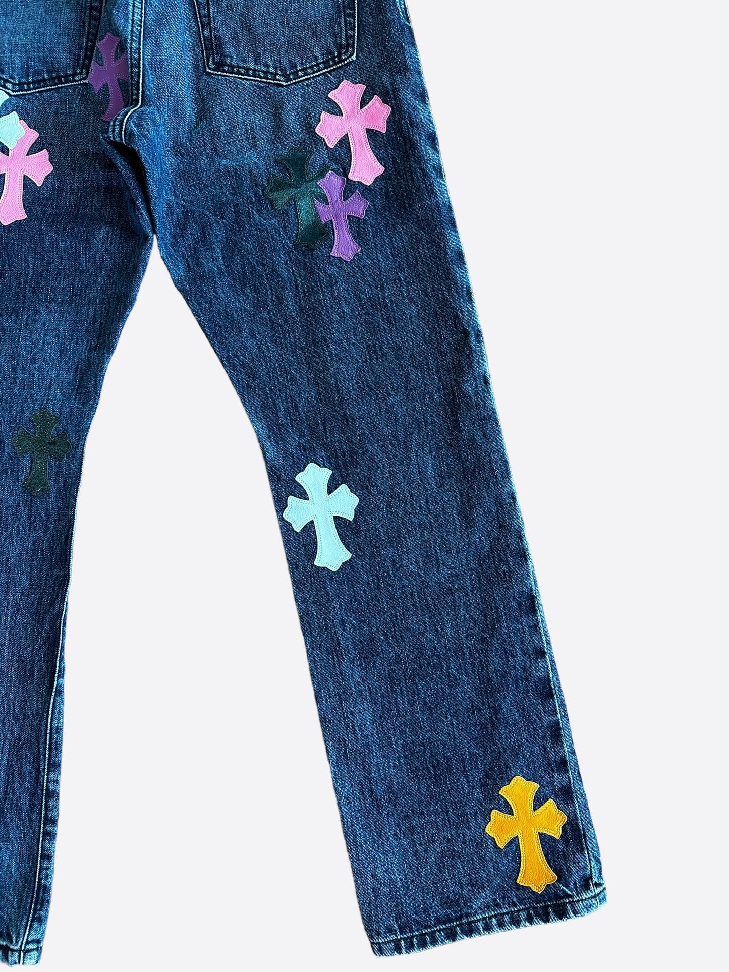 Chrome Hearts Blue Multicolor Cross Patch 1/1 Jeans