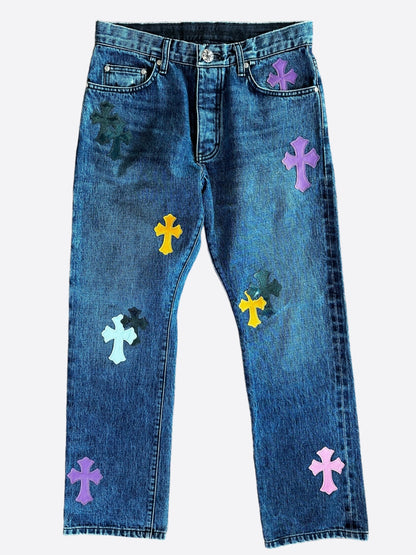 Chrome Hearts Blue Multicolor Cross Patch 1/1 Jeans