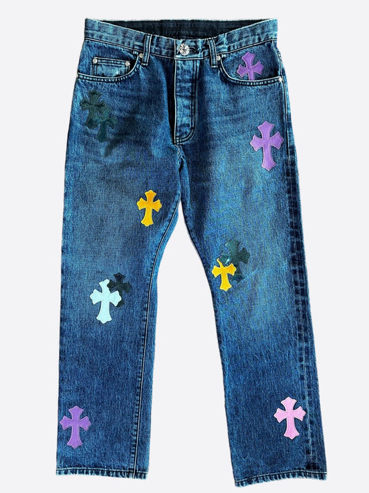 Chrome Hearts Blue Multicolor Cross Patch 1/1 Jeans