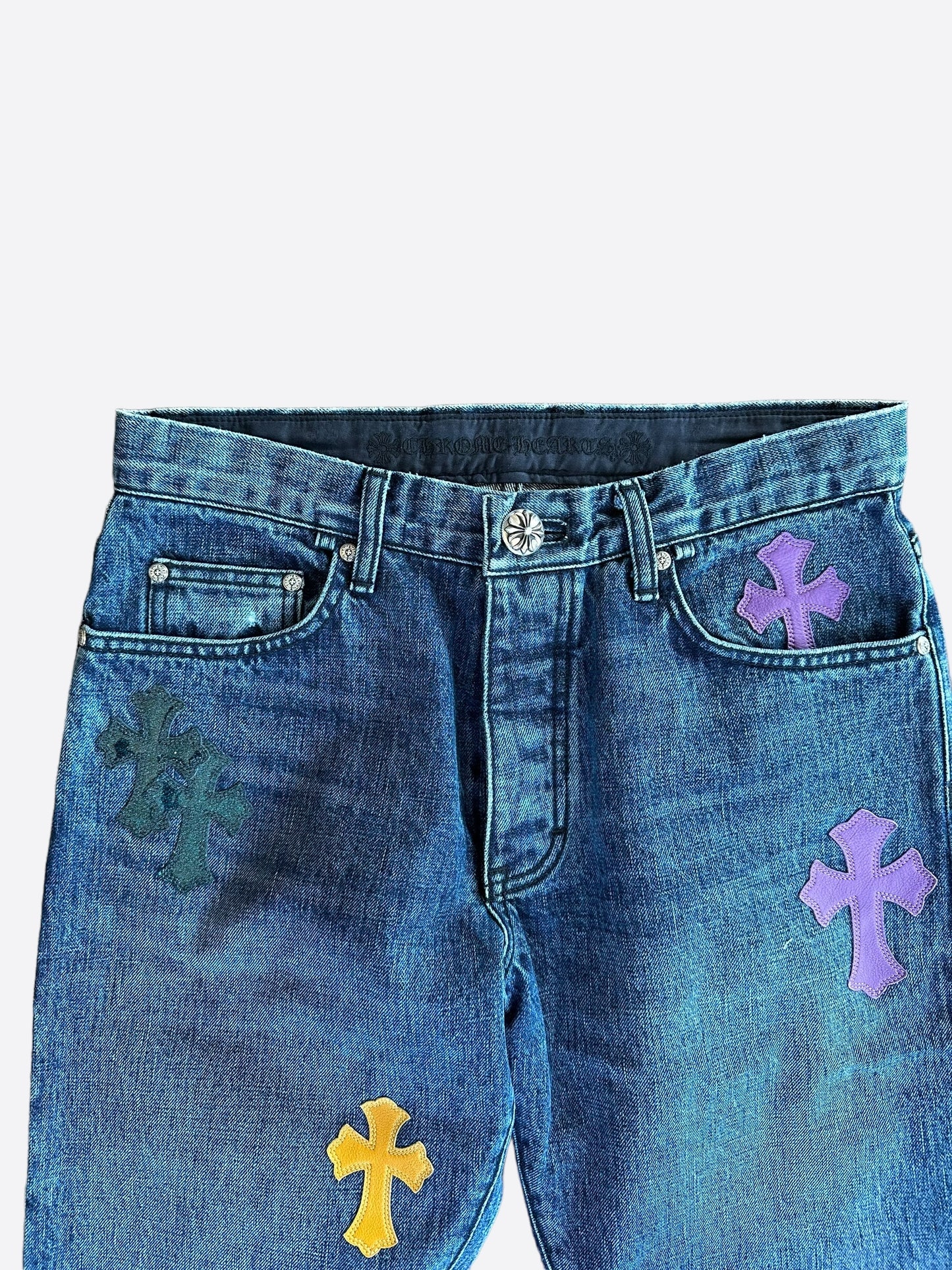 Chrome Hearts Blue Multicolor Cross Patch 1/1 Jeans